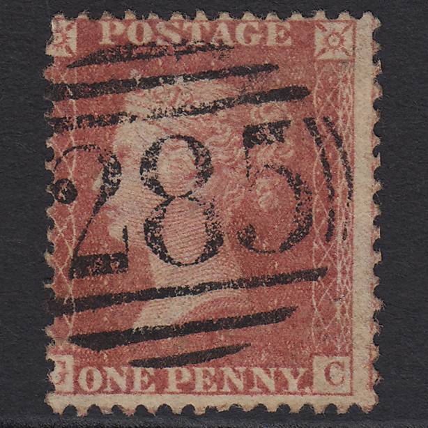 GB QV 1857 1d Rose-red (Plate 68) SG40-C10(1) GC FU Exeter 285 Misperf