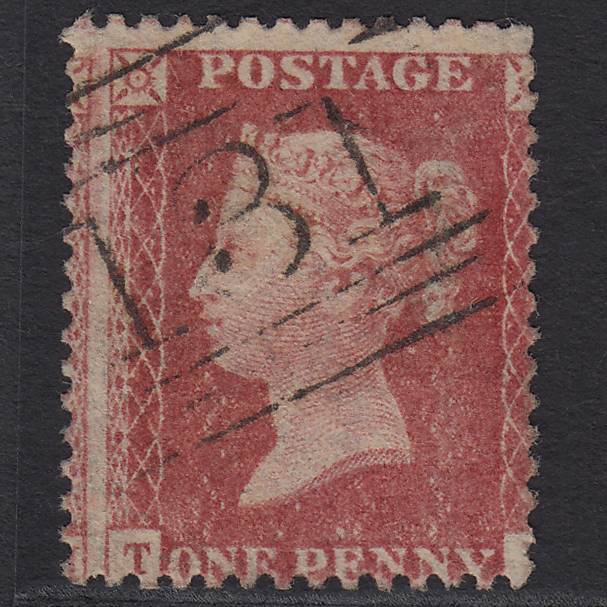 GB QV 1857 1d Rose-red (Plate 55) SG40-C10(1) TI FU Edinburgh 131 Large Misperf