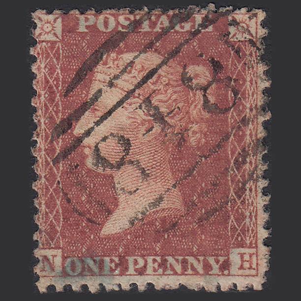 GB QV 1856 1d Red-brown (Plate 40) SG29-C8(1) NH FU Warwick 848
