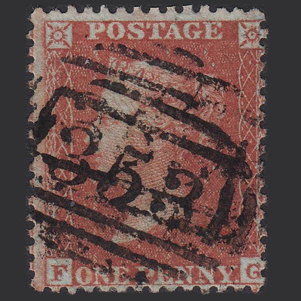 GB QV 1855 1d Red-brown (Plate 4) SG24-C3(1) FG FU Hemel Hempstead 353