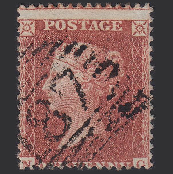 GB QV 1856 1d Red-brown (Plate 35) SG29-C8(1) NG FU Jedburgh 187 Misperf