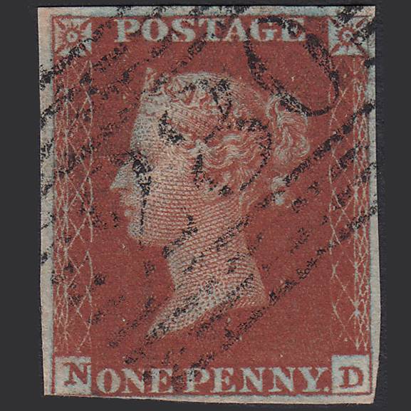 GB QV 1841 1d Deep Red-brown (Plate 53) SG10-B1(4) ND FU nr 4M Perth 280