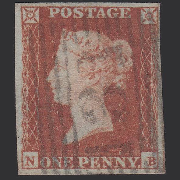 GB QV 1841 1d Red-brown (Plate 91) SG8-B1(1) NB FU 4M Imperf Edinburgh 131