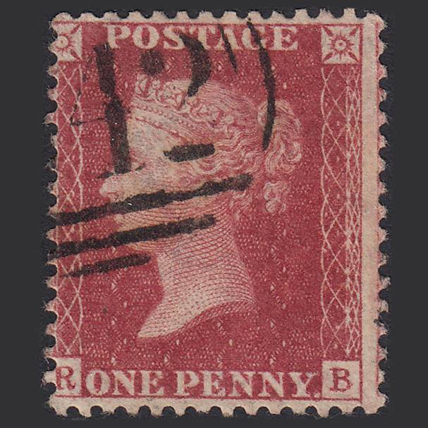 GB QV 1857 1d Deep Rose-red (Plate 52) SG41-C10(4) RB FU Misperf