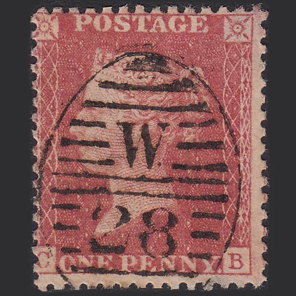 GB QV 1857 1d Rose-red (Plate 56) SG40-C10(1) CB FU London D&S W28
