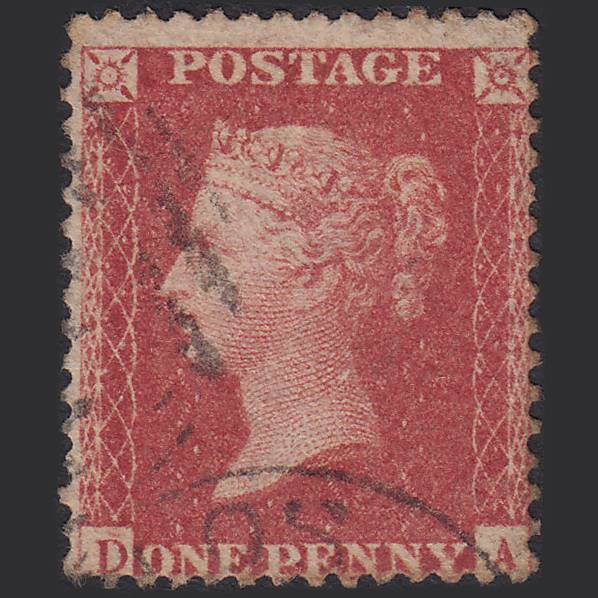 GB QV 1857 1d Rose-red Plate R17 SG40-C10(1) DA FU Light Cancel