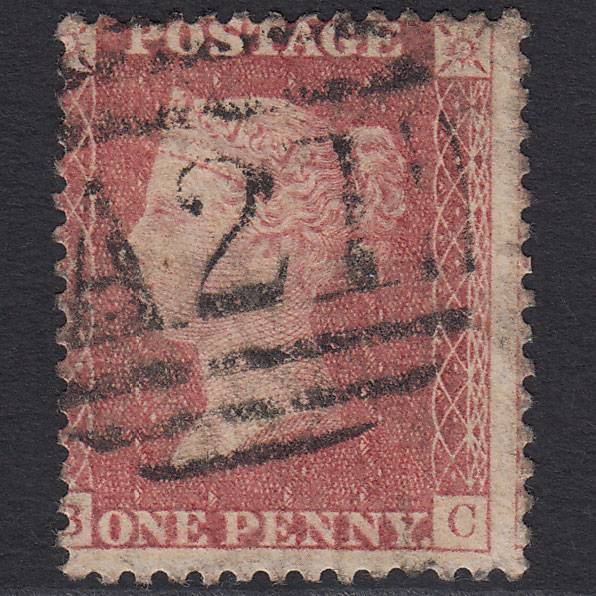 GB QV 1857 1d Pale Rose (Plate 67) SG39-C10(3) BC FU Redhill A21 Misperf