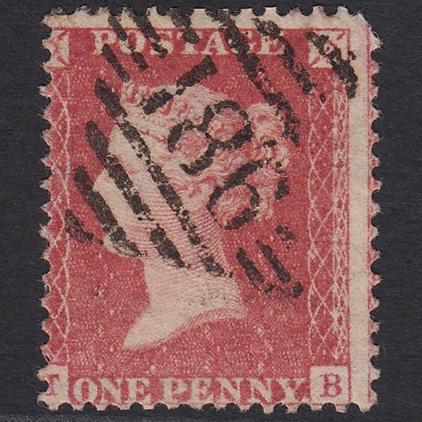 GB QV 1857 1d Rose-red (Plate 43) SG40-C10(1) TB GU Dublin 186 Misperf