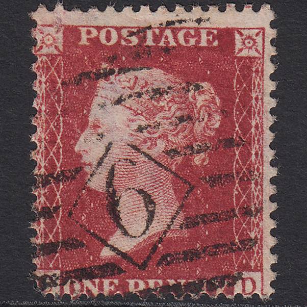 GB QV 1857 1d Deep Rose-red (Plate 46) SG41-C10(4) CD GU London IS Cancel