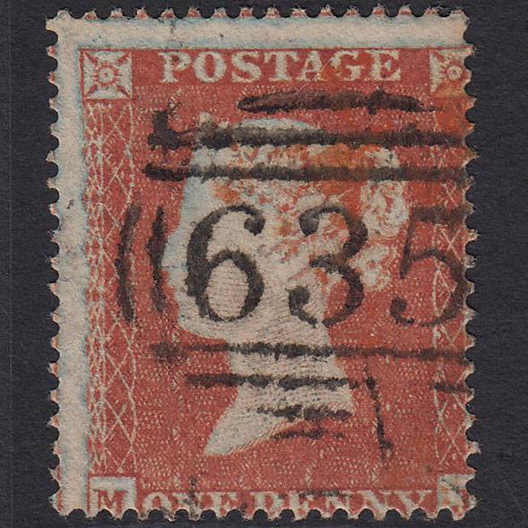 GB QV 1854 1d (Plate 179) SG17-C1(1) Framed Reverse MJ FU Reading 635 Misperf