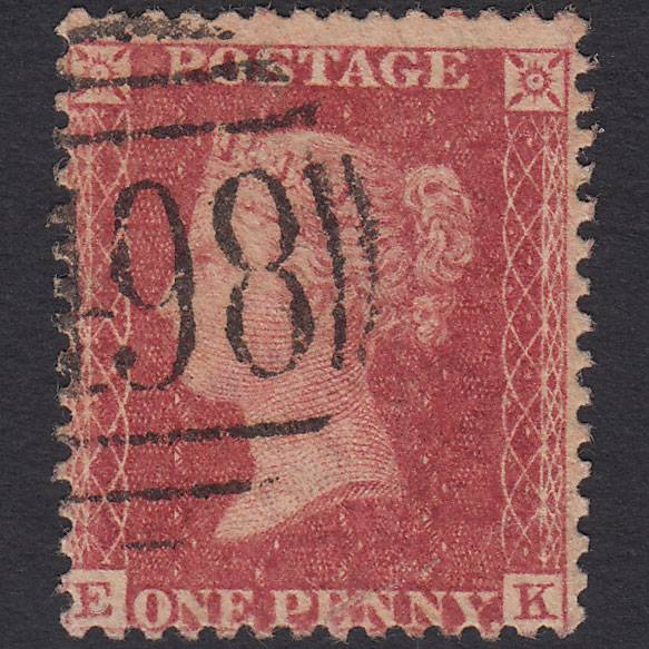 GB QV 1857 1d Rose-red (Plate 57) SG40-C10(1) EK GU Manchester 498