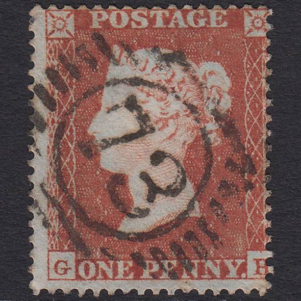 GB QV 1854 1d Red-brown Plate R6 SG17-C1(1) GH FU London D&S 73