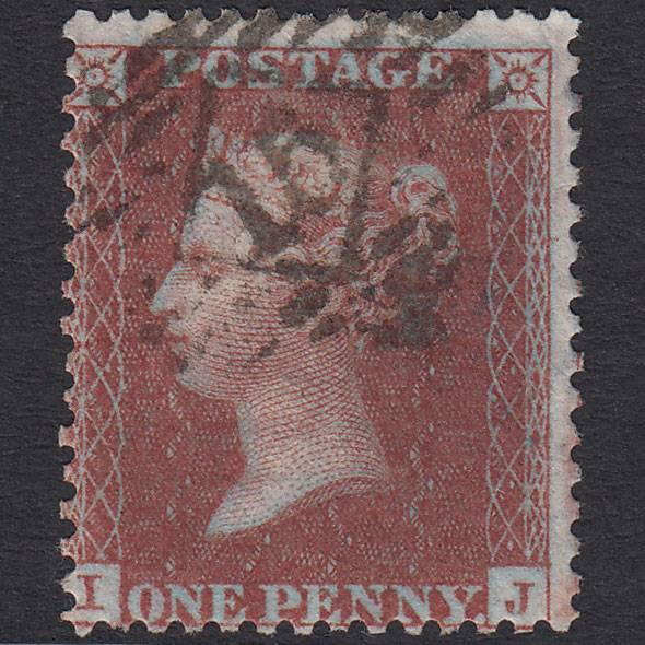 GB QV 1855 1d Plum (Plate 17) SGC6(3) IJ FU London IS 15 Misperf