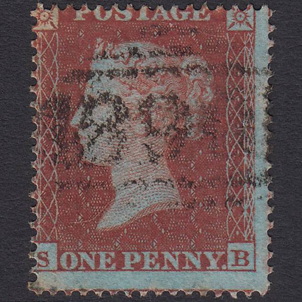 GB QV 1854 1d Red-brown Plate R4 SG17-C1(1) SB GU Windsor 890 Misperf
