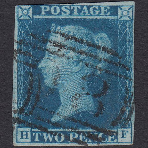 GB QV 1841 2d Blue (Plate 3) SG14-E1(2) GUideline HF FU 3m Blackburn 98