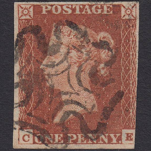 GB QV 1841 1d Red-brown (Plate 27) SG8-B1(1) CE FU nr 4 Margins MX