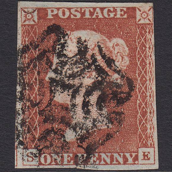 GB QV 1841 1d Red-brown (Plate 24) SG8-B1(1) Ivory Head SE FU 4 Margins MX