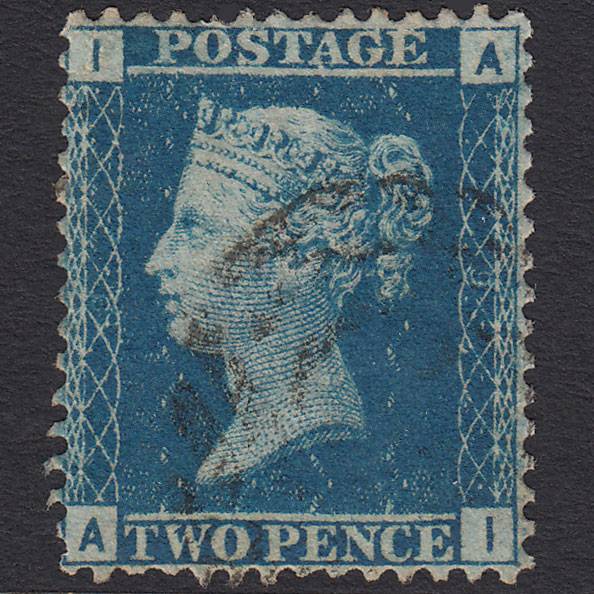 GB QV 1858 2d Blue (Plate 9) SG45-G2 AI FU Light Cancel