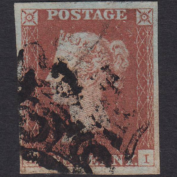 GB QV 1841 1d Red-brown Penny Black Plate 1b SG7-A2 RI FU 4 Margins MX