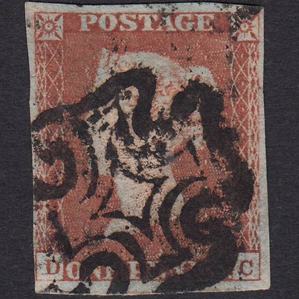 GB QV 1841 1d Red-brown (Plate 17) SG8-B1(1) DC GU 4 Margins Maltese Cross