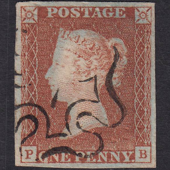 GB QV 1841 1d Red-brown Penny Black (Plate 9) SG7-A2 PB VFU No.7 in MX A2wg 4M