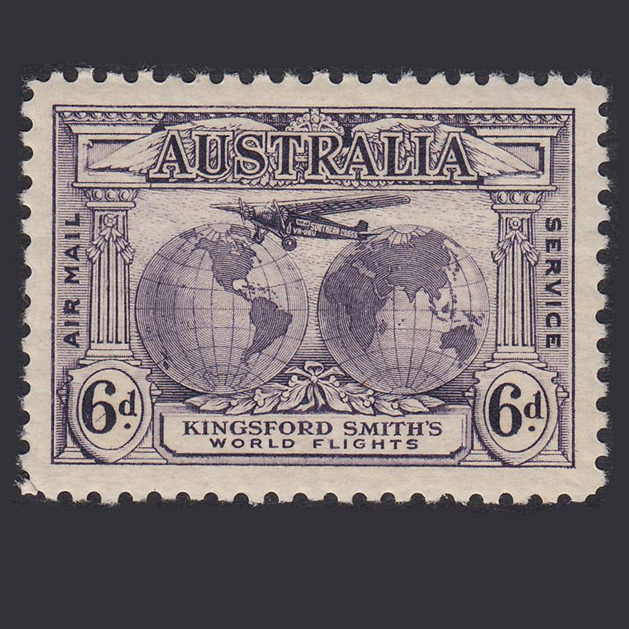 AUSTRALIA 1931 6d Violet Kingsford Smith's Flights SG123 FINE M MINT
