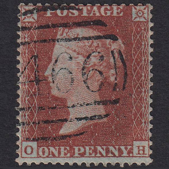 GB QV 1854 1d Red-Brown Plate R1 SG17-C1(1) OH FU Liverpool 466