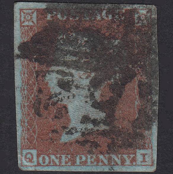 GB QV 1841 1d Very Blued Plate 89 SG8A-B1(2) QI GU 4 Margins