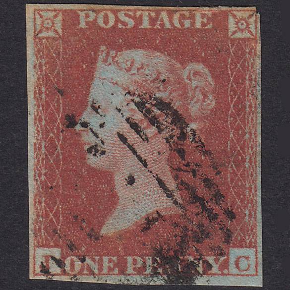 GB QV 1841 1d Red-Brown Plate 160 SG8-B2(1) JC GU Nr 4 Margins