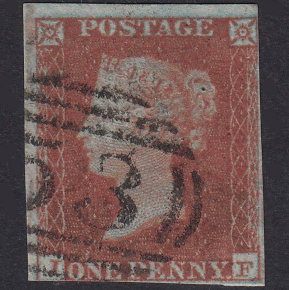 GB QV 1841 1d Red-Brown Plate 131 SG8-B1(1) IF FU Nr 4 Margins Bath 53