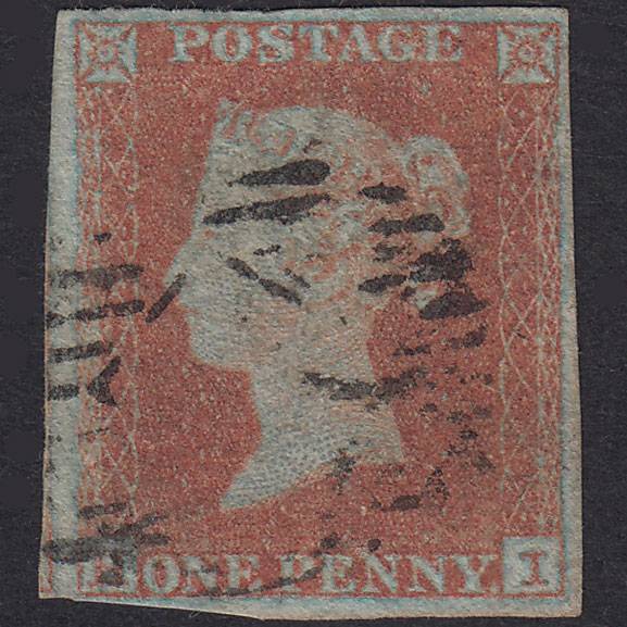 GB QV 1841 1d Plate 128 SG8-B1(1) Framed Reverse HI FU 4M London IS Cancel