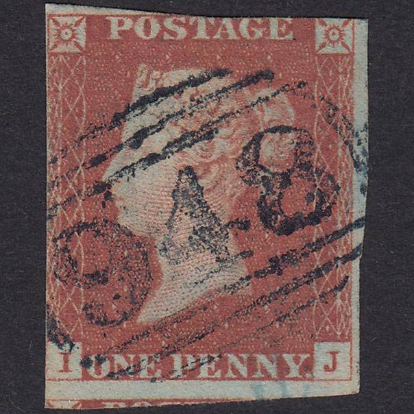 GB QV 1841 1d Red-Brown Plate 86 SG8-B1(1) IJ GU Blue-Black Bruton 948