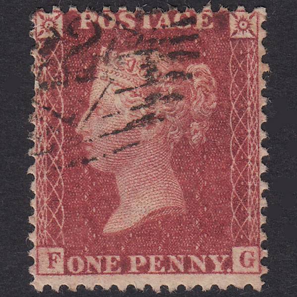 GB QV 1857 1d Deep Rose-Red Plate 36 SG41-C10(2) FG FU London IS 22
