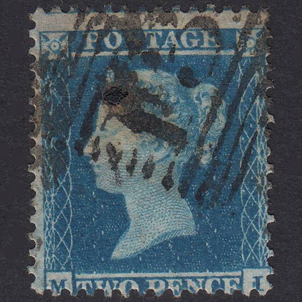 GB QV 1855 2d Blue Plate 4 SG23-F2 MI GU Edinburgh 131