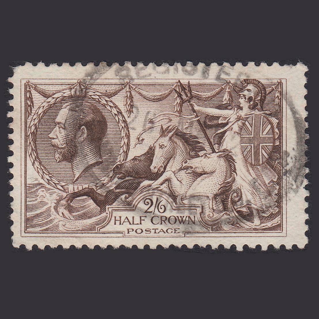 GB KG5 1918 2/6 Chocolate-Brown Seahorses SG414-N65(2) GU Registered