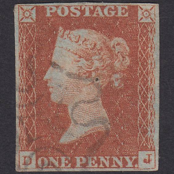 GB QV 1841 1d Pl 22 SG8-B1(1) Const Var DJ PU Miss Imprim 4M MX Pinhole