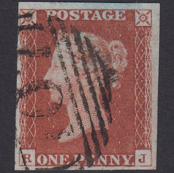 GB QV 1841 1d Red-Brown Plate 68 SG8-B1(1) RJ VFU 4 Goodm Bradford 107