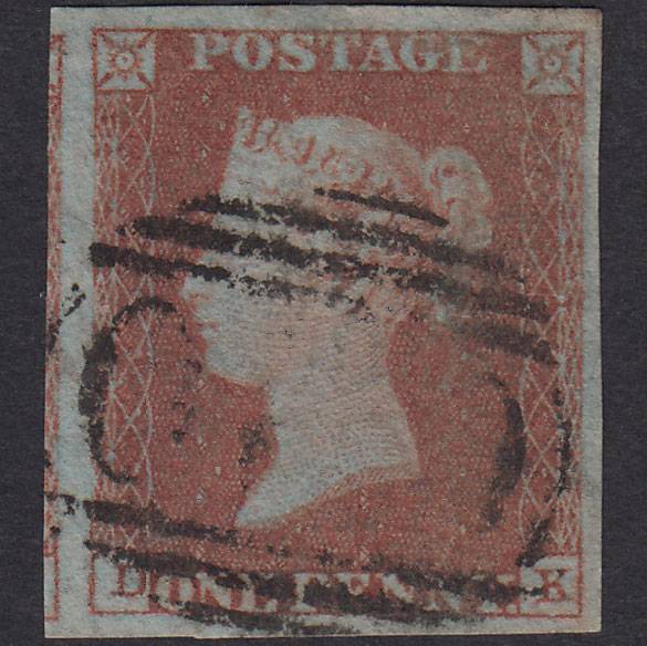 GB QV 1841 1d Red-Brown Plate 93 SG8-B1(1) DK FU 4 Good Margins