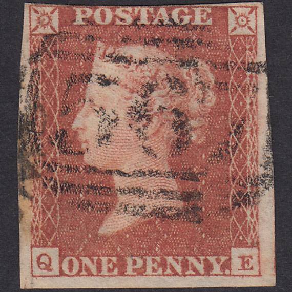 GB QV 1841 1d Plate 95 SG8-B1(1) Ivory Head QE GU Nr 4M Newton Abbot 567