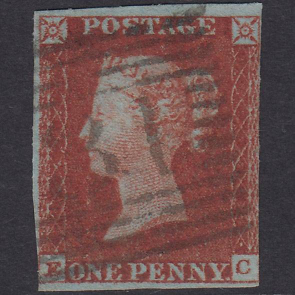 GB QV 1841 1d Deep Red-Brown Pl 51 SG10-B1(4) EC FU Nr 4M Edinburgh 131