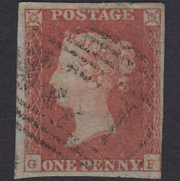 GB QV 1841 1d Red-Brown Plate 104 SG8-B1(1) GF FU 4 Margins
