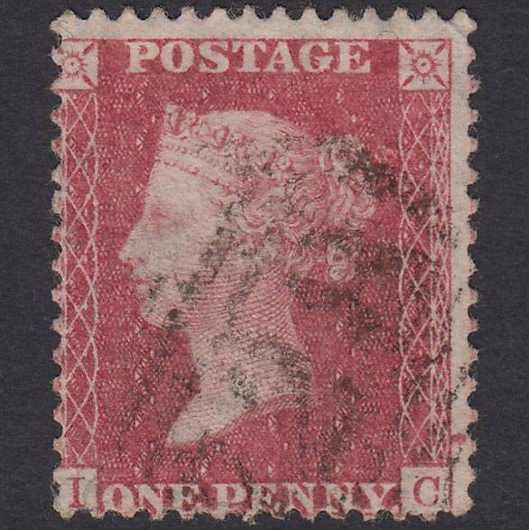 GB QV 1857 1d Rose-Red Plate 34 SG40-C10(1) Constant Variety IC FU