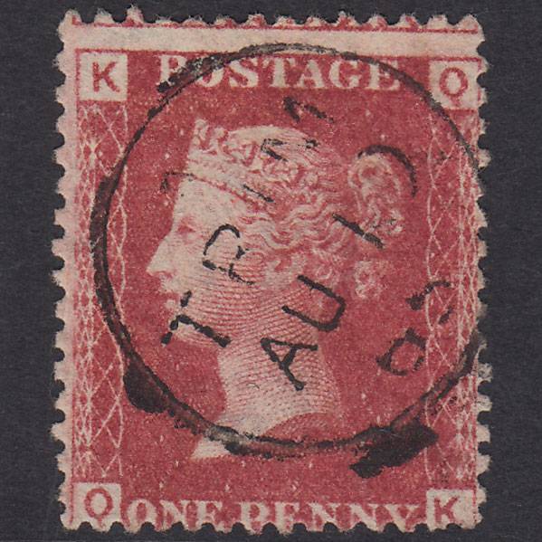 GB QV 1864 1d Lake-Red Plate 72 SG44-G1(2) QK FU Trim CDS