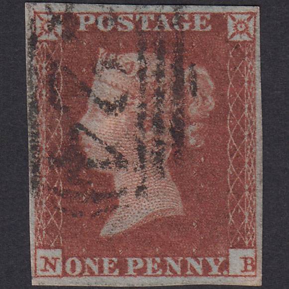 GB QV 1841 1d Deep Red-Brown Pl 130 SG10-B1(4) NB FU 4M Knaresborough 424