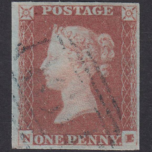 GB QV 1841 1d Red-Brown Plate 80 SG8-B1(1) NE VFU 4M Blue-Black PMK