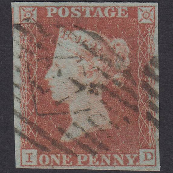 GB QV 1841 1d Red-Brown Plate 89 SG8-B1(1) ID FU 4 Margins London IS 27