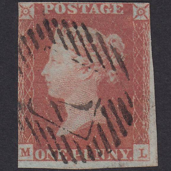 GB QV 1841 1d Red-Brown Plate 85 SG8-B1(1) ML GU London IS Cancel