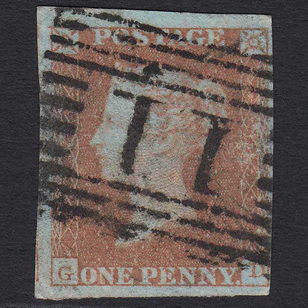 GB QV 1841 1d Red-brown (Plate 120) (SG8) 'GD' GU Annan (11) 4M Imperf