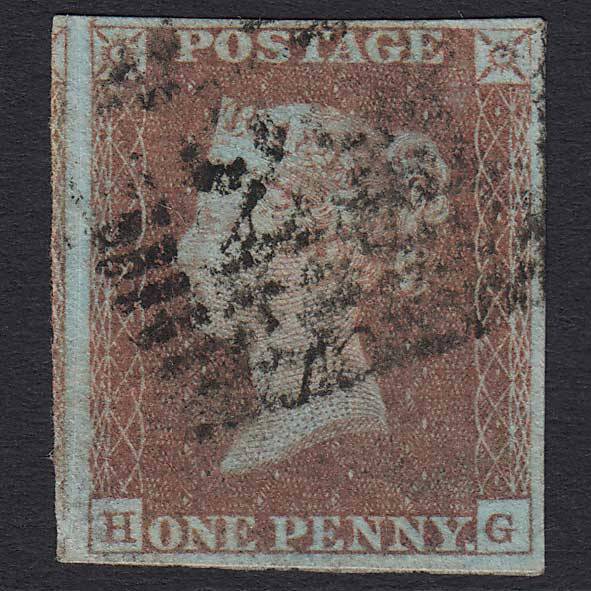 GB QV 1841 1d Red-brown (Plate 72) (SG8) 'HG' GU in Scotland 4 Margins
