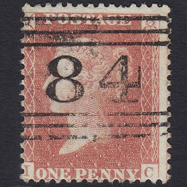 GB QV 1857 1d Pale Rose (Plate 52) SG39-C10(3) IC GU Crieff 84